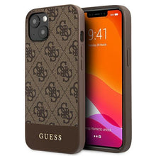 Заредете изображение във визуализатора на галерията – Guess GUHCP13SG4GLBR iPhone 13 mini 5,4" brązowy/brown hard case 4G Stripe Collection - TopMag
