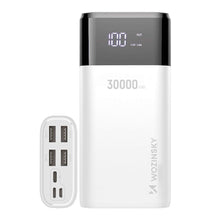 Заредете изображение във визуализатора на галерията – Wozinsky powerbank 30000mAh 4 x USB with LCD display 2 A white (WPB-001WE) - TopMag
