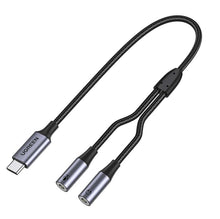 Заредете изображение във визуализатора на галерията – Ugreen adapter for headphones with USB Type C to 2x 3.5 mm mini jack black (CM445) - TopMag

