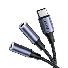 Заредете изображение във визуализатора на галерията – Ugreen adapter for headphones with USB Type C to 2x 3.5 mm mini jack black (CM445) - TopMag
