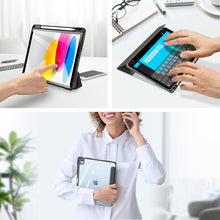 Заредете изображение във визуализатора на галерията – Dux Ducis Toby case for iPad 10.9'' 2022 (10 gen.) cover with space for Apple Pencil stylus smart cover stand black
