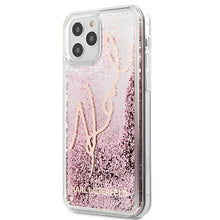 Заредете изображение във визуализатора на галерията – Karl Lagerfeld KLHCP12LTRKSRG iPhone 12 Pro Max 6,7" różowo-złoty/rose gold Glitter Signature
