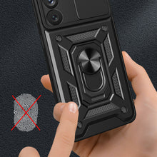 Заредете изображение във визуализатора на галерията – Hybrid Armor Camshield case for Samsung Galaxy A34 5G armored case with camera cover blue
