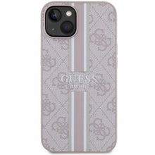 Заредете изображение във визуализатора на галерията – Guess 4G Printed Stripes MagSafe case for iPhone 15/14/13 - pink
