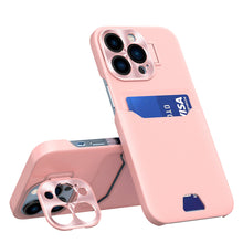 Заредете изображение във визуализатора на галерията – Leather Stand Case for iPhone 14 Pro Card Wallet Cover with Stand Pink
