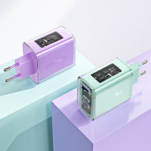 Заредете изображение във визуализатора на галерията – Acefast charger GaN 65W 3 ports (1xUSB, 2xUSB C) green (A45)
