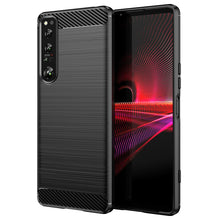 Заредете изображение във визуализатора на галерията – Carbon Case cover for Sony Xperia 1 IV flexible silicone carbon cover black
