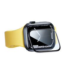 Заредете изображение във визуализатора на галерията – Baseus Crystal Tempered Glass Film for Apple Watch 4/5/6/SE 44mm full screen with frame black (1 pcs.) + cleaning kit / foil applicator / squeegee (spatula)
