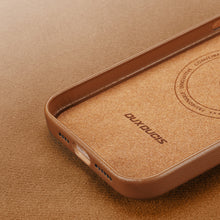 Заредете изображение във визуализатора на галерията – Dux Ducis Grit Leather Case for iPhone 14 Pro Max Elegant Faux Leather Cover (MagSafe Compatible) Brown
