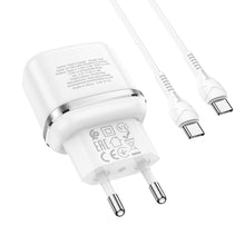Заредете изображение във визуализатора на галерията – Hoco зарядно  type c pd20w fast charge victorious with cable for type c n24 white
