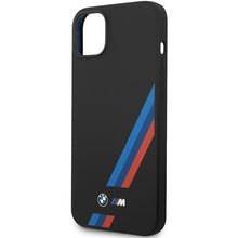 Заредете изображение във визуализатора на галерията – Case BMW BMHCP14M22SOTK iPhone 14 Plus 6.7" black/black Silicone Slanted Sttripes

