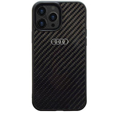 Заредете изображение във визуализатора на галерията – Audi Carbon Fiber iPhone 14 Pro Max 6.7" black/black hardcase AU-TPUPCIP14PM-R8/D2-BK
