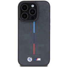 Заредете изображение във визуализатора на галерията – BMW M Quilted Tricolor MagSafe case for iPhone 15 Pro - gray
