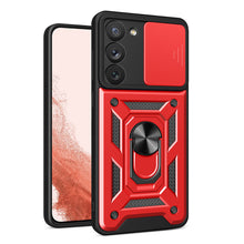 Заредете изображение във визуализатора на галерията – Hybrid Armor Camshield case for Samsung Galaxy S23+ armored cover with camera cover red
