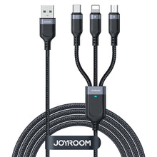 Заредете изображение във визуализатора на галерията – Joyroom Multi-Use Series 3-in-1 cable S-1T3018A18 Lightning USB-C micro USB 1.2m - black

