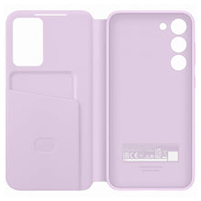 Заредете изображение във визуализатора на галерията – Samsung Smart View Wallet Case for Samsung Galaxy S23+ Cover with Smart Flip Window Card Wallet Lilac (EF-ZS916CVEGWW)
