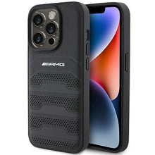 Заредете изображение във визуализатора на галерията – AMG Leather Debossed Lines case for iPhone 15 Pro Max - black
