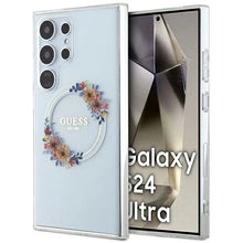 Заредете изображение във визуализатора на галерията – Guess IML Flowers Wreath MagSafe case for Samsung Galaxy S24 Ultra - transparent
