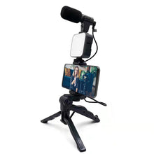 Заредете изображение във визуализатора на галерията – Combo selfie with tripod for live broadcast with LED flash and micro and remote control AY-49
