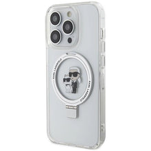 Заредете изображение във визуализатора на галерията – Karl Lagerfeld Ring Stand Karl&amp;Choupette MagSafe case for iPhone 13 Pro / 13 - white

