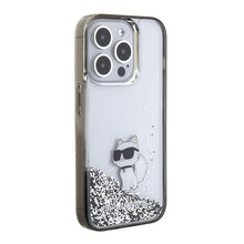 Заредете изображение във визуализатора на галерията – Original KARL LAGERFELD Case Liquid Glitter Choupette KLHCP15LLKCNSK for Iphone 15 Pro Transparent
