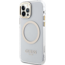 Заредете изображение във визуализатора на галерията – Original Case GUESS Metal Outline Magsafe hardcase GUHMP12MHTRMD for Iphone 12/12 Pro gold

