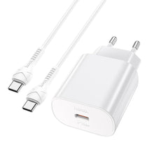Заредете изображение във визуализатора на галерията – Hoco charger type c power delivery pd25w with cable type c jetta n22 white - TopMag
