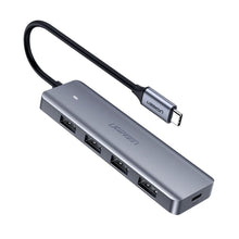 Заредете изображение във визуализатора на галерията – Ugreen USB Type C HUB - 4x USB 3.2 Gen 1 with USB-C power port gray (CM219 70336)
