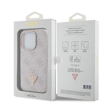 Заредете изображение във визуализатора на галерията – Original Case GUESS hardcase Leather 4G Triangle Strass GUHCP15LP4TDPP for Iphone 15 Pro Pink
