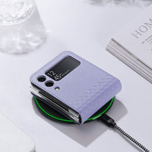 Заредете изображение във визуализатора на галерията – Dux Ducis Bril case for Samsung Galaxy Z Flip 3 PU leather cover purple

