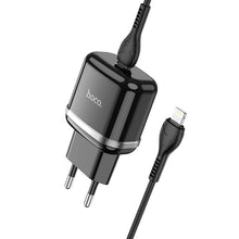 Заредете изображение във визуализатора на галерията – HOCO charger Type C PD 20W Fast Charge Victorious with cable for iPhone Lightning 8-pin N24 black
