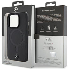 Заредете изображение във визуализатора на галерията – Mercedes Smooth Leather MagSafe case for iPhone 15 Pro - black
