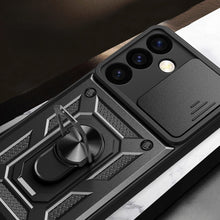 Заредете изображение във визуализатора на галерията – Hybrid Armor Camshield armored case for Samsung Galaxy S24 with camera cover - black
