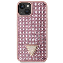 Заредете изображение във визуализатора на галерията – Original Case GUESS Rhinestone Triangle hardcase GUHCP14MHDGTPP for Iphone 14 Plus pink
