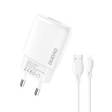 Заредете изображение във визуализатора на галерията – Dudao USB-A 7.5W charger + USB-A cable - Lightning 1m white (A1sEUL)
