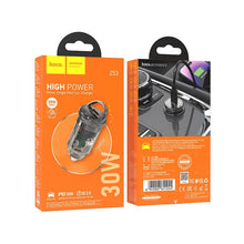 Заредете изображение във визуализатора на галерията – HOCO car charger Type C PD30W Z53 SIGHT transparent black
