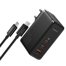Заредете изображение във визуализатора на галерията – Baseus GaN5 Pro GaN charger 2x USB-C / USB-A 160W - black + USB-C - USB-C 240W cable - black
