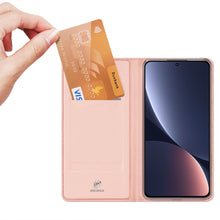 Заредете изображение във визуализатора на галерията – Dux Ducis Skin Pro Case Xiaomi 13 Flip Card Wallet Stand Pink
