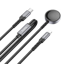 Заредете изображение във визуализатора на галерията – HOCO wireless charger 2in1 for Apple Watch + charging cable for Iphone CW54 black
