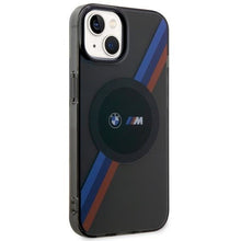 Заредете изображение във визуализатора на галерията – Case BMW BMHMP14SHDTK iPhone 14 6.1" grey/grey Tricolor Stripes MagSafe
