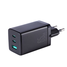 Заредете изображение във визуализатора на галерията – Joyroom fast charger GaN 65W USB, 2x USB C black + USB C cable - USB C 100W 1.2m (TCG01)
