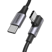 Заредете изображение във визуализатора на галерията – Ugreen US334 USB-C 2.0 (angled) / USB-C 2.0 (straight) cable 100W PD 1 m - black
