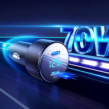 Заредете изображение във визуализатора на галерията – Car charger 2x USB C 70W with LED display Joyroom JR-CCD02 | black
