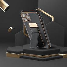 Заредете изображение във визуализатора на галерията – LEATHER Case Kickstand for IPHONE 15 PRO black
