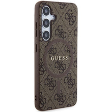 Заредете изображение във визуализатора на галерията – Guess 4G Collection Leather Metal Logo MagSafe Case for Samsung Galaxy S24 - Brown
