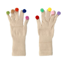 Заредете изображение във визуализатора на галерията – Gloves for touch screens with pom poms BEIGE
