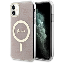 Заредете изображение във визуализатора на галерията – Original Case GUESS hardcase 4G MagSafe GUHMN61H4STP for Iphone 11 pink
