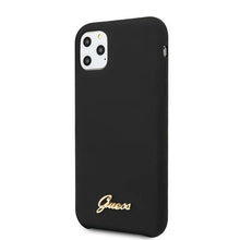 Заредете изображение във визуализатора на галерията – Guess GUHCN65LSLMGBK iPhone 11 Pro Max black/czarny hard case Silicone Vintage Gold Logo

