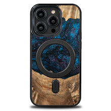 Заредете изображение във визуализатора на галерията – Wood and Resin Case for iPhone 14 Pro MagSafe Bewood Unique Neptune - Navy Blue and Black
