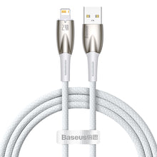 Заредете изображение във визуализатора на галерията – Baseus Glimmer Series cable with fast charging USB-A - Lightning 480Mb/s 2.4A 1m white
